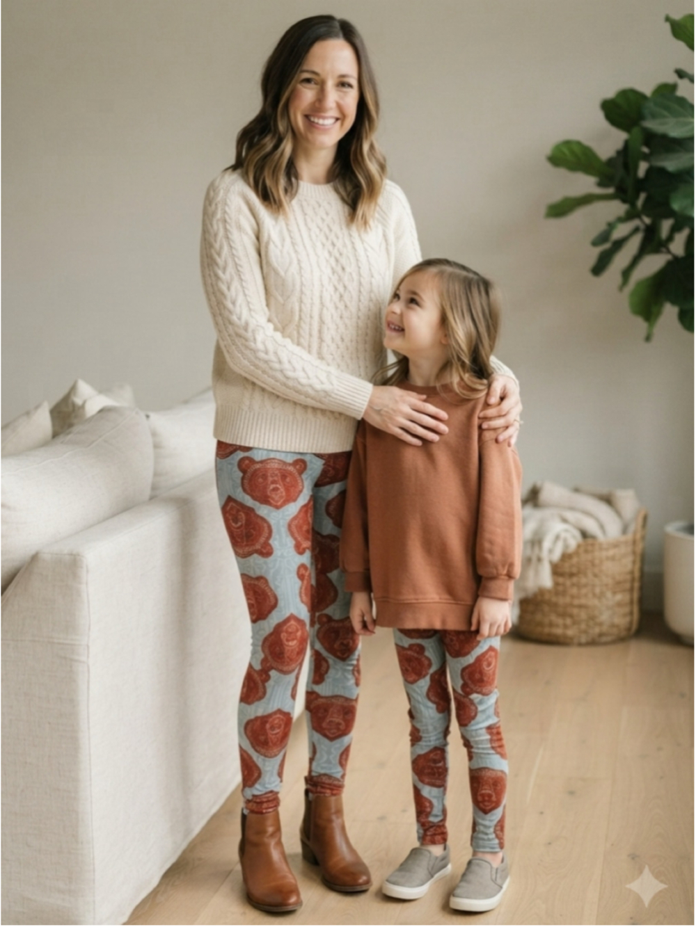LuLaRoe matching leggings set bears red blue coordinating pair stretchy comfy